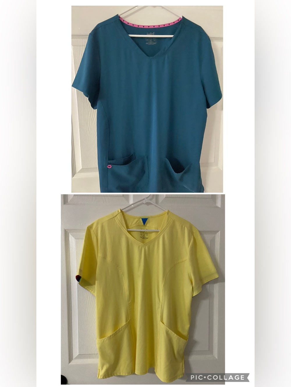 2PC. Lot HEARTSOUL Teal Blue/Yellow Break On Through Scrub Top